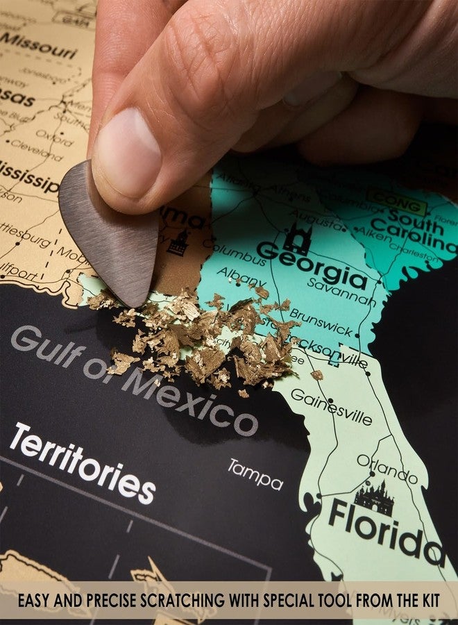 Divalis خريطة مفصلة للولايات المتحدة الأمريكية قابلة للخدش مع أداة للخدش - مقاس 24 × 16 بوصة، سهلة التأطير، ملصق سفر قابل للخدش يضم 63 متنزهًا وطنيًا في الولايات المتحدة الأمريكية - خريطة كبيرة قابلة للخدش للولايات المتحدة الأمريكية مع معالم بارزة وأعلام الولايات - Image 2