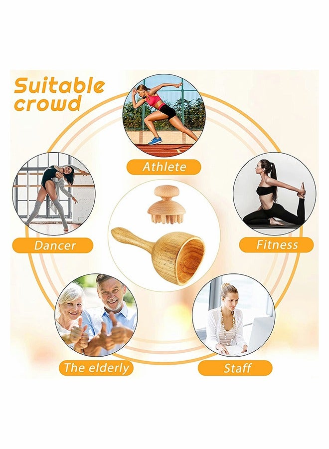 KASTWAVE Wood Massage Tool Include Wooden Handheld Massage Cup and Mushroom Wood - Image 3