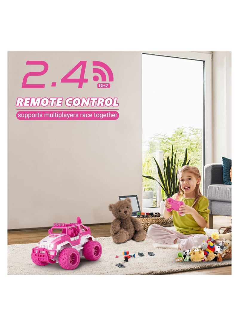 SYOSI Unicorn Pink Remote Control Monster Truck, Electric Offroad RC Cars, For Jeep Remote Control Car for Girls Kids, 1:14 Scale - Image 5