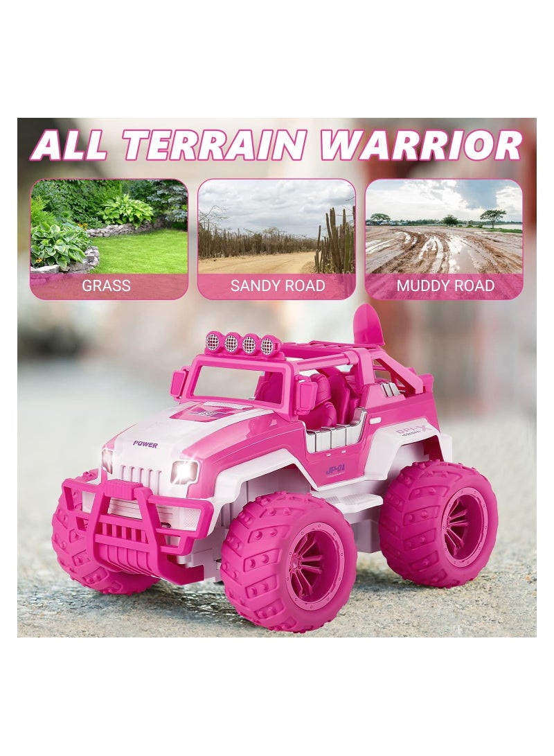 SYOSI Unicorn Pink Remote Control Monster Truck, Electric Offroad RC Cars, For Jeep Remote Control Car for Girls Kids, 1:14 Scale - Image 4