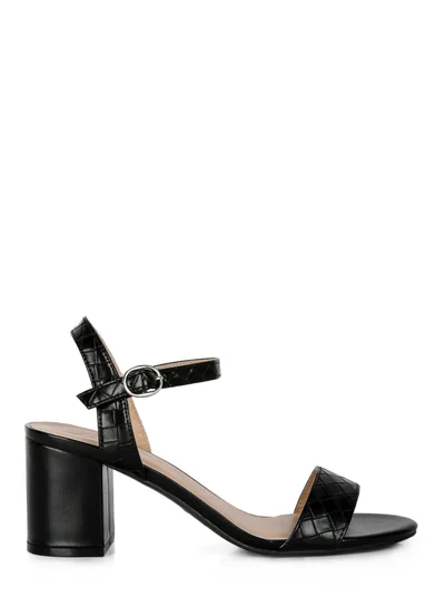 London Rag Block Heeled Slip On Sandals in Black