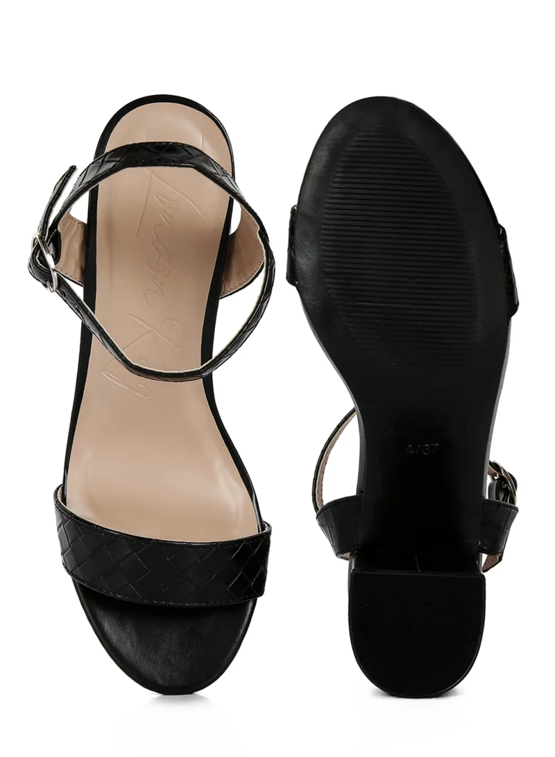 London Rag Block Heeled Slip On Sandals in Black