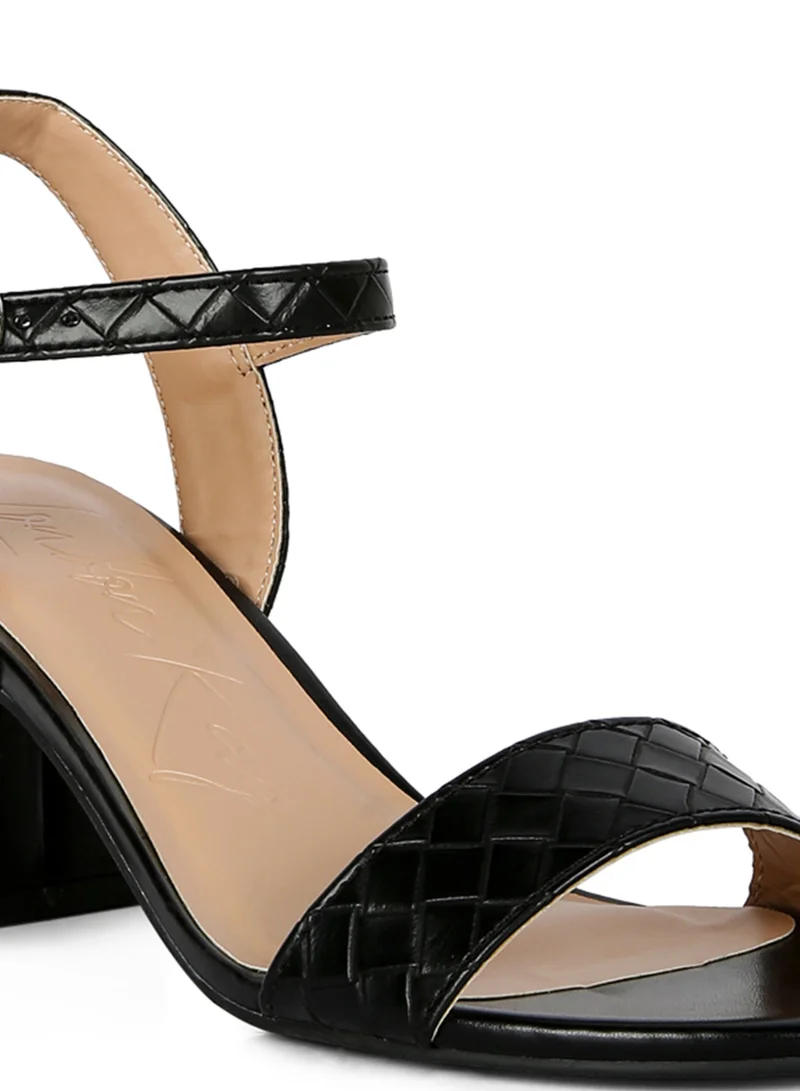 London Rag Block Heeled Slip On Sandals in Black