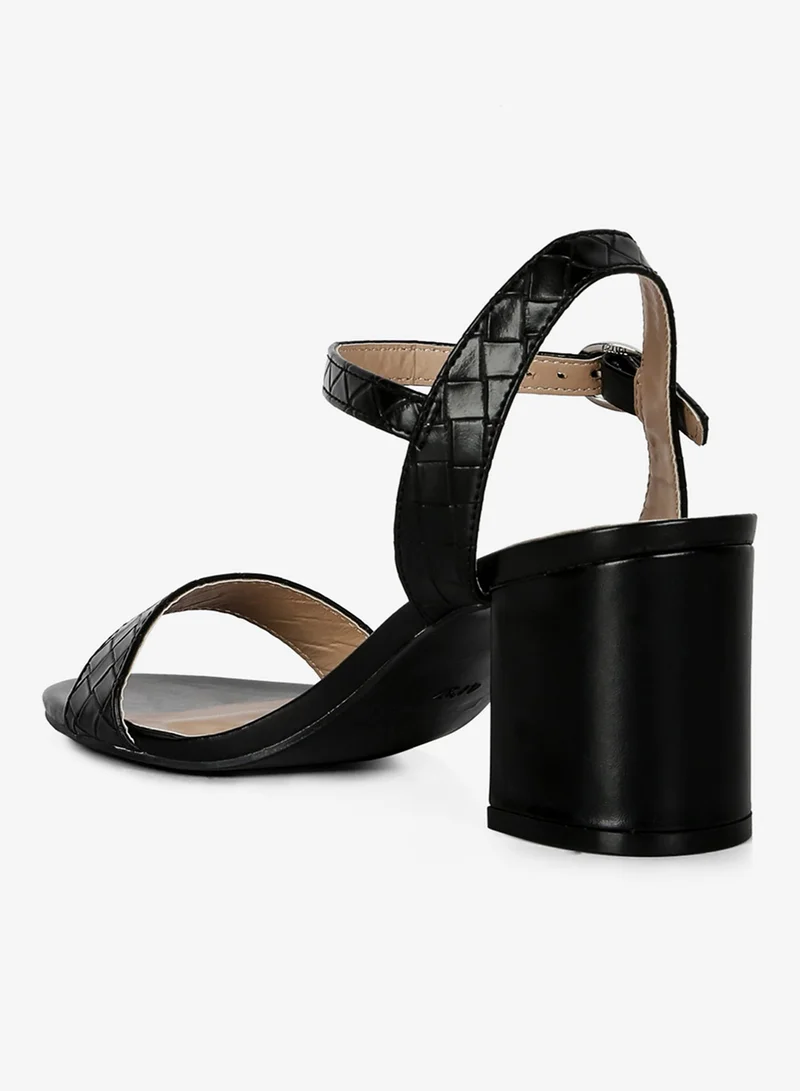 London Rag Black Strap Block Heel Sandals in Black for Women | Best Price UAE