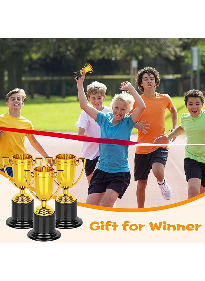 HY 12 Pcs Mini Trophies,Gold Trophy Award, Plastic Trophies for Kids, 4 Inch Trophy Cups, Award Trophies for Party Favors, Props, Rewards, Winning Prizes, Competitions Ceremony Parties Favor  - Image 5