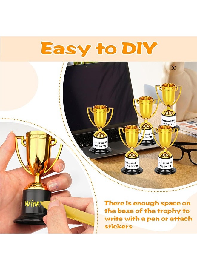 HY 12 Pcs Mini Trophies,Gold Trophy Award, Plastic Trophies for Kids, 4 Inch Trophy Cups, Award Trophies for Party Favors, Props, Rewards, Winning Prizes, Competitions Ceremony Parties Favor  - Image 4