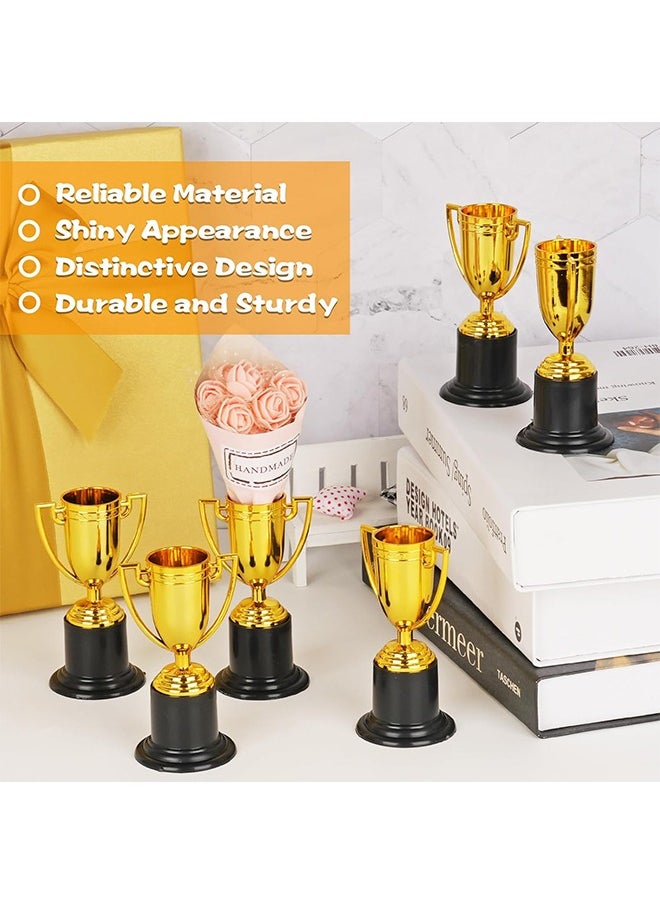HY - 12 Pcs Mini Trophies,Gold Trophy Award, Plastic Trophies for Kids, 4 Inch Trophy Cups, Award Trophies for Party Favors, Props, Rewards, Winning Prizes, Competitions Ceremony Parties Favor - Image 1