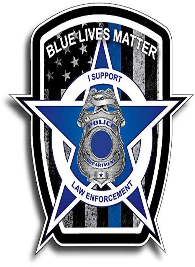 Decals by Haley Pack of 10 Thin Blue Line Blue Lives Matter Badge USA Flag Police Car Truck Decal Sticker - Image 1
