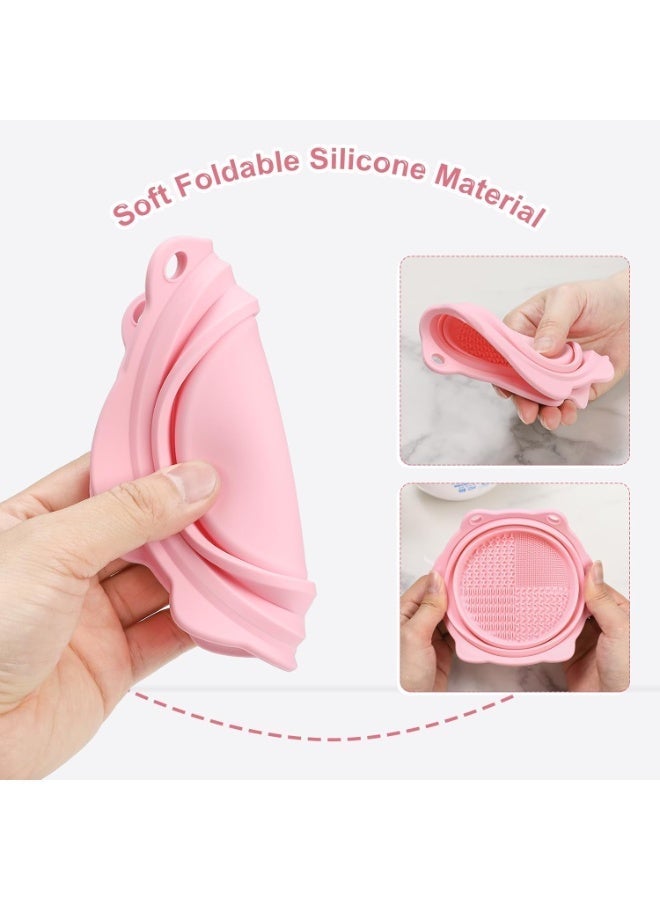 Makeup Brush Cleaner, Foldable Silicone Brush Cleaner Bowl Srubber, Portable Washing Tools for Makeup Brush,Powder Puff,Sponge (Light Pink) - Image 5
