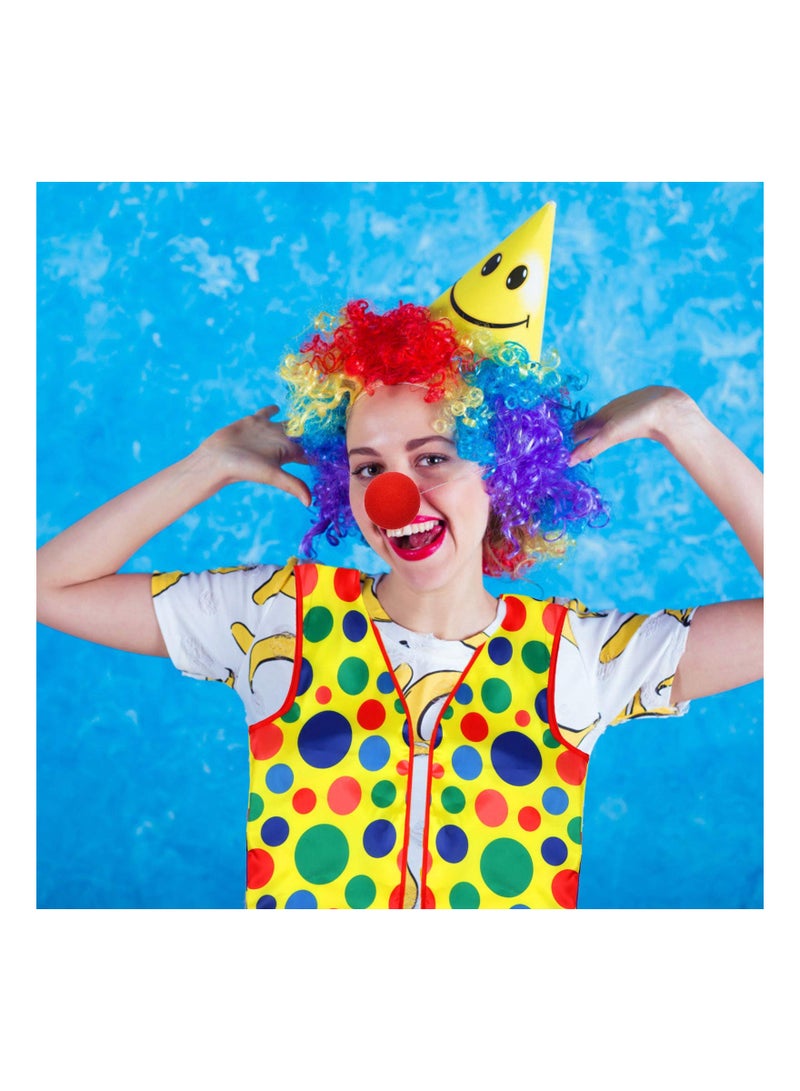 SOLARAE Clown Costume Set for Adults - Includes Clown Nose, Wig, Neck Tie, and Vest - Perfect for Halloween Parties, Cosplay, and Dress Up Accessories (4 Pieces) - Image 5