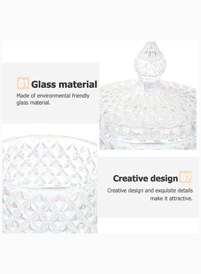 AKDC Healifty Embossed Clear Glass Apothecary Jar 290Ml Candy Jar Containers Crystal Jewelry Box Vanity Countertop Storage Organizer - Image 4