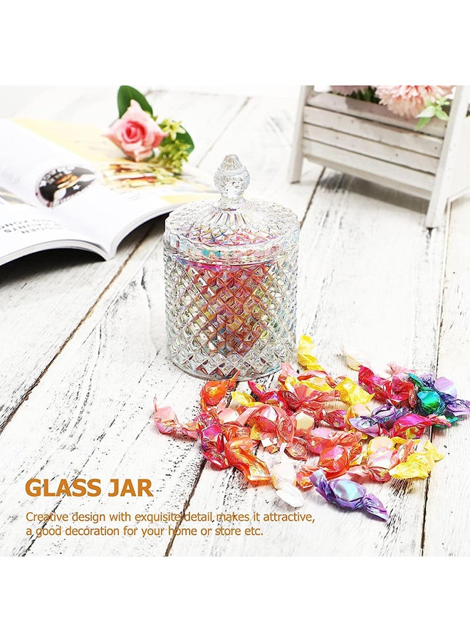 AKDC Healifty Embossed Clear Glass Apothecary Jar 290Ml Candy Jar Containers Crystal Jewelry Box Vanity Countertop Storage Organizer - Image 5