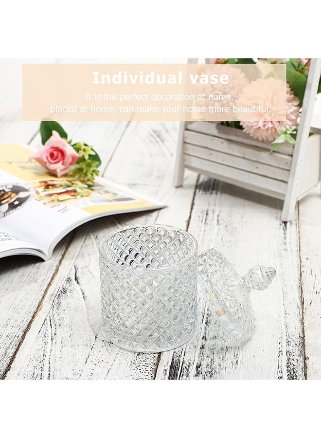 AKDC Healifty Embossed Clear Glass Apothecary Jar 290Ml Candy Jar Containers Crystal Jewelry Box Vanity Countertop Storage Organizer - Image 3