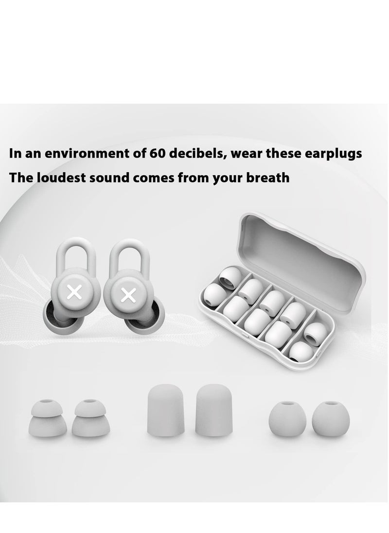KASTWAVE - Sleep Noise-Cancelling Earplug Set, Reusable Anti-noise Sleep Silicone Earplugs to Learn Quiet and Noise-proof Hearing Protection for Concerts, Motorcycles, Work, and Noise Sensitivity (Gray) - Image 1