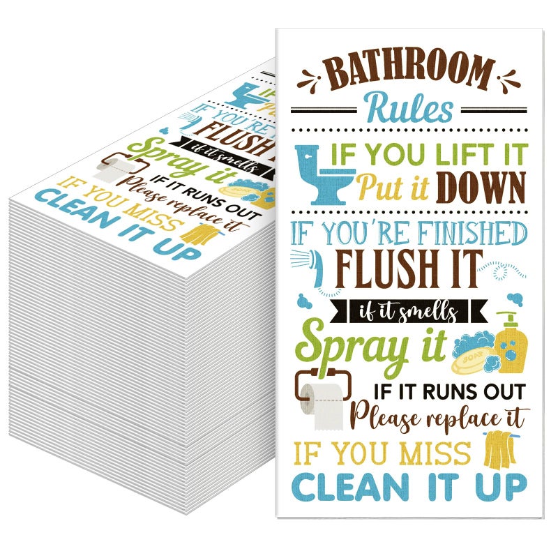 Seajan 200 Packs Bathroom Paper Napkins Disposable Bathroom Paper Guest Hand Towels Decorative Paper Napkins for Hostess Gifts Shower Spa Wedding Birthday Party Supply (Rules) - Image 1