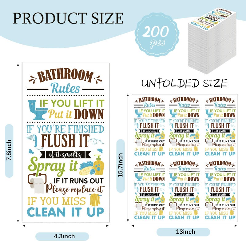 Seajan 200 Packs Bathroom Paper Napkins Disposable Bathroom Paper Guest Hand Towels Decorative Paper Napkins for Hostess Gifts Shower Spa Wedding Birthday Party Supply (Rules) - Image 2