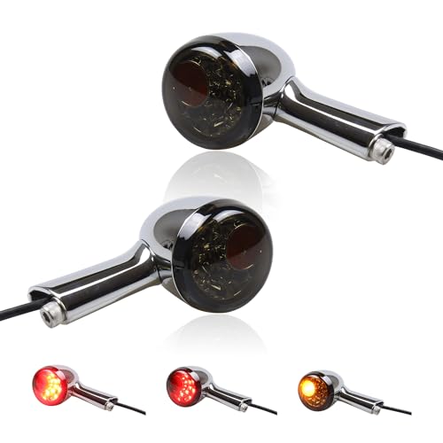 MotoParAcc Chrome Bullet Rear LED Turn Signals, Motorcycle Brake Taillights 12V Tail Lights Compatible with Halrey Sportster 1200 883 Softail Fatboy 1990-2024 - Image 1