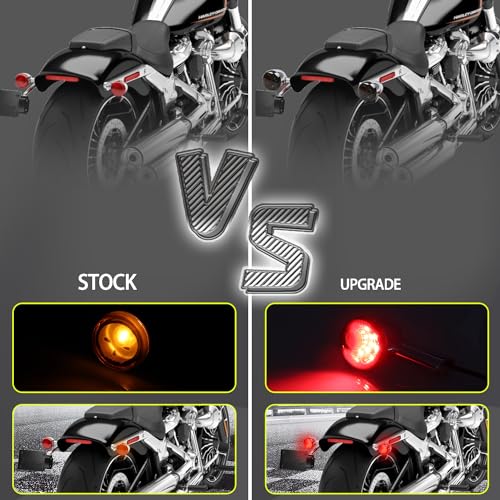 MotoParAcc Chrome Bullet Rear LED Turn Signals, Motorcycle Brake Taillights 12V Tail Lights Compatible with Halrey Sportster 1200 883 Softail Fatboy 1990-2024 - Image 3