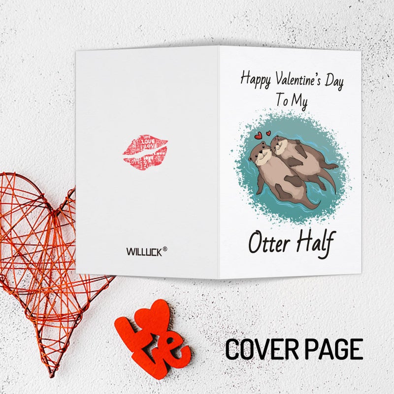 WILLUCK Valentines Day Card Gifts for Him Men - Mens Valentines Gifts, Funny Valentine's Day Cards - Anniversary Love Gift for Him Her, Cute Otter Card - Valentine's Cards Gift for Husband, Wife, Boyfriend - Image 3