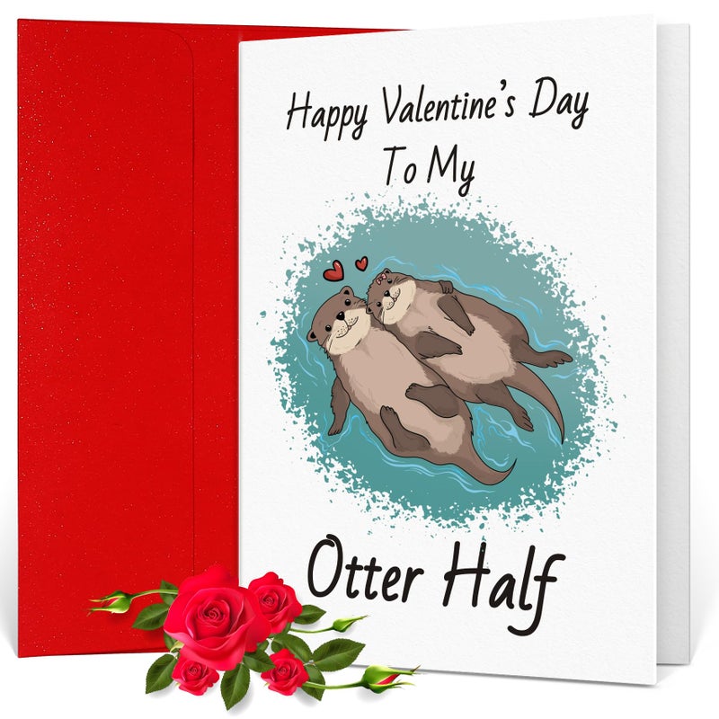 WILLUCK Valentines Day Card Gifts for Him Men - Mens Valentines Gifts, Funny Valentine's Day Cards - Anniversary Love Gift for Him Her, Cute Otter Card - Valentine's Cards Gift for Husband, Wife, Boyfriend - Image 1