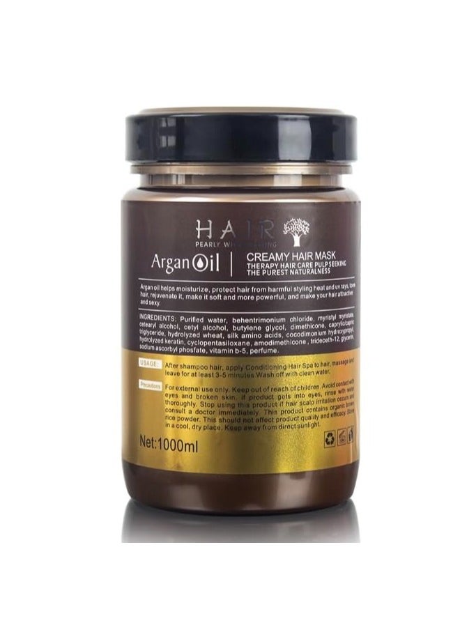 Argan Oil Argan Oil ANTI-HAIR FALL & RENEWAL CREAMY HAIR MASK Powertul nourish and repairevery hair make every hair healthy, smooth and shiny. restore charming hair. Mascarilla anti-caída del cabello 1000 ml  - Image 2