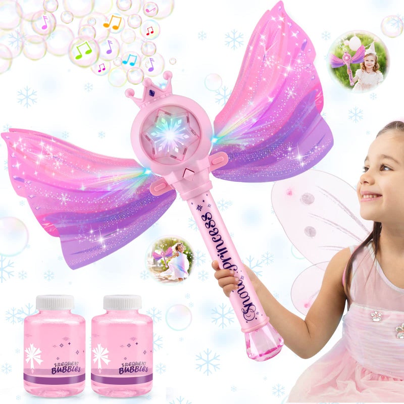 Britik Bubble Wands for Kids Girls  LED Light  Music Bubble Machine 3 AA Batteries  2 Bubble Solutions Outdoor Party Birthday Toys for Toddlers Gift for 3 4 5 6 7 8 Year Old Girls - Image 2