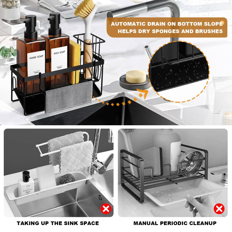 GMISUN Dish Soap Dispenser, 12 Fl oz / 350 ml Dual Soap Dispenser with Sponge Holder, Customized Amber Glass Kitchen Soap Dispensers Set, Modern Hand and Dish Soap Dispensers Set Removable - Image 3