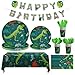 Cecnamt Dinosaur Birthday Decorations 170 Pcs Dinosaur Party Supplies Including Banner Plates Cups Napkins Cutlery and Tablecloths Serves 24 - Image 3