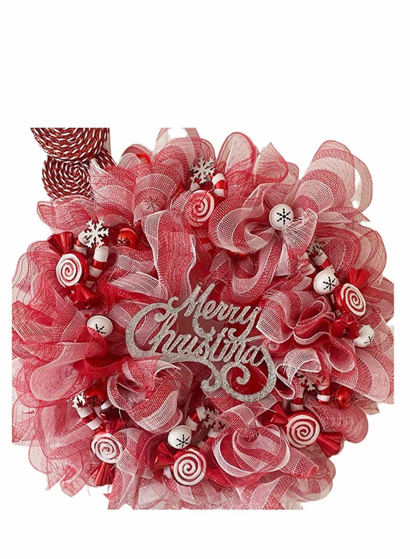 NIBEMINENT Red and White Mesh Ribbon, 10 inch x 30 feet(10Yard), Metallic Ribbon for Tree Decorative Holiday Deco Wreath Supplies Candy Cane Garland Staircase - Image 3