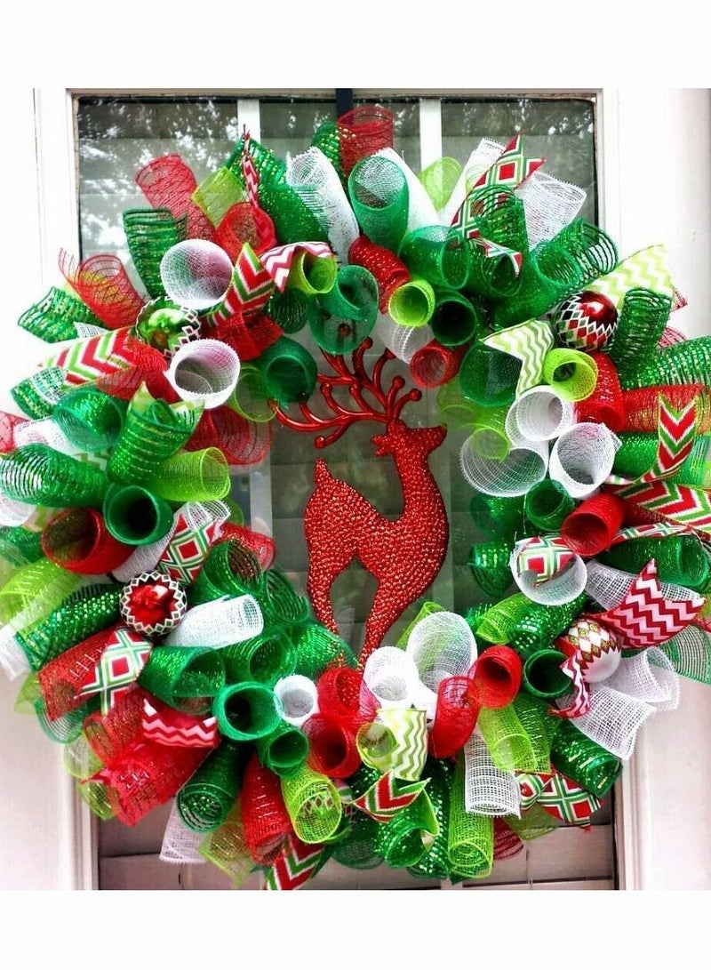 NIBEMINENT Red and White Mesh Ribbon, 10 inch x 30 feet(10Yard), Metallic Ribbon for Tree Decorative Holiday Deco Wreath Supplies Candy Cane Garland Staircase - Image 4