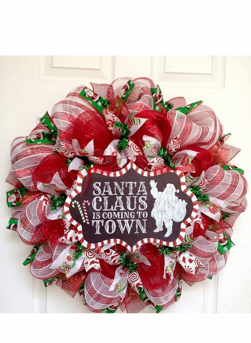 NIBEMINENT Red and White Mesh Ribbon, 10 inch x 30 feet(10Yard), Metallic Ribbon for Tree Decorative Holiday Deco Wreath Supplies Candy Cane Garland Staircase - Image 2