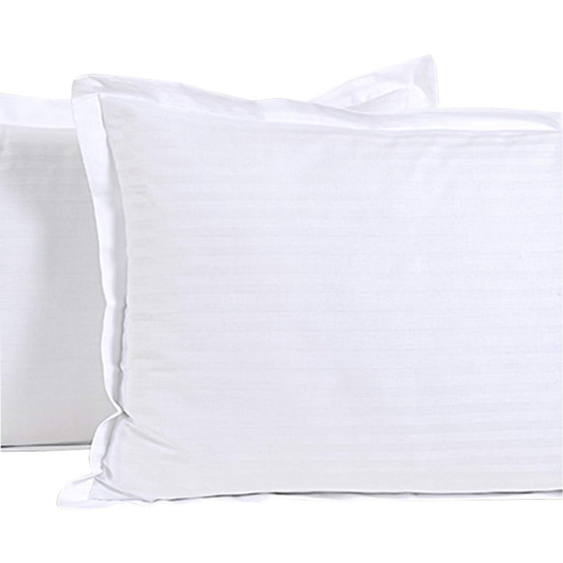 Kuber Industries 4 Pieces Cotton Luxurious Pillow Cover|Ultra Soft Satin Striped Pillow Case|Breathable & Wrinkle Free (White), 200 TC - Image 3