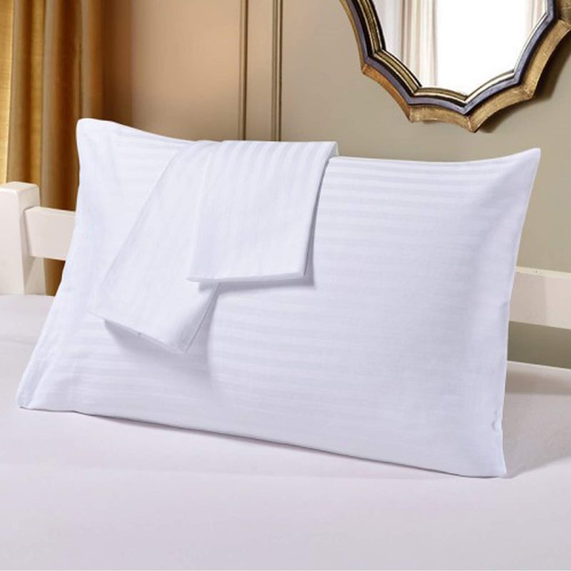 Kuber Industries 4 Pieces Cotton Luxurious Pillow Cover|Ultra Soft Satin Striped Pillow Case|Breathable & Wrinkle Free (White), 200 TC - Image 4
