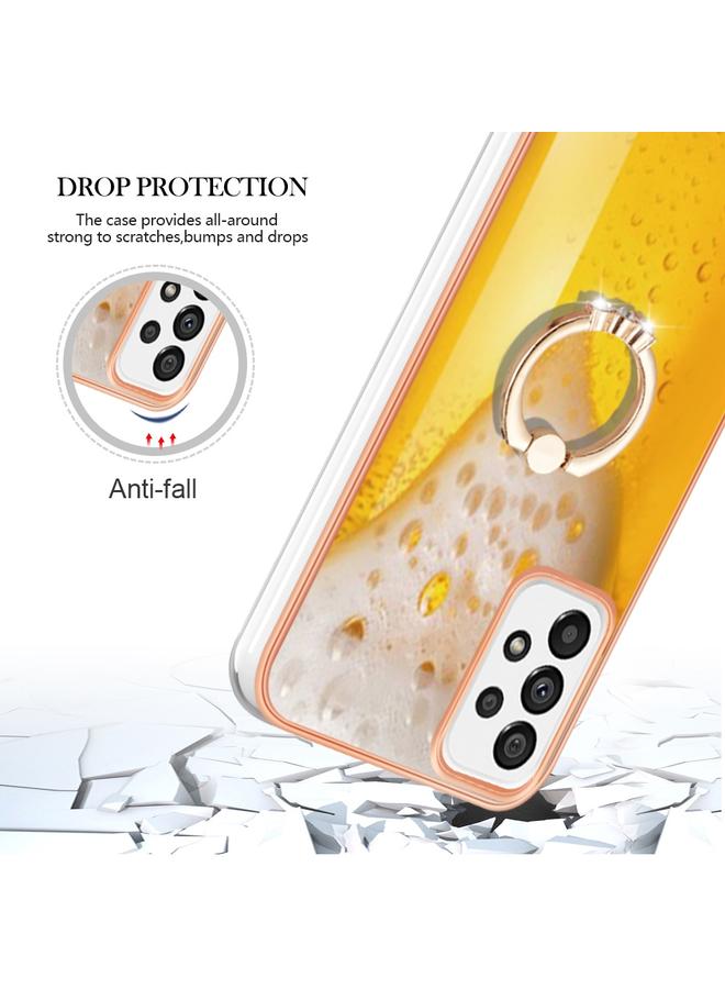 اس-توب جراب لهاتف Samsung Galaxy A73 5G مطلي بالكهرباء من الجانبين مع حامل حلقي - Image 4