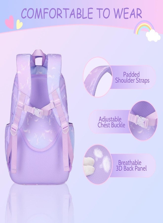 ACESAK Kids School Backpack for Girls, Mermaids Bookbag Backpack with 14OZ Kids Water Bottle, Purple Rainbow - Image 5