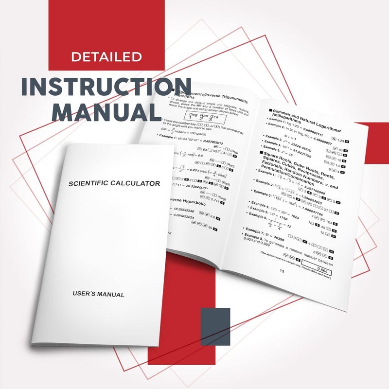 CATIGA آلة حاسبة علمية 2 خط - للرياضيات (الجبر وعلم المثلثات)، العلوم، الإحصاء، الهندسة، الفيزياء، صف الأعمال، أكثر من 200 وظيفة، مع ذاكرة ووظيفة إعادة التشغيل - Image 4
