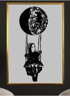 Girl on the Swing Canvas, Banksy Framed Canvas, Street Art Canvas, Graffiti Wall Art, Swing Girl Wall Art,