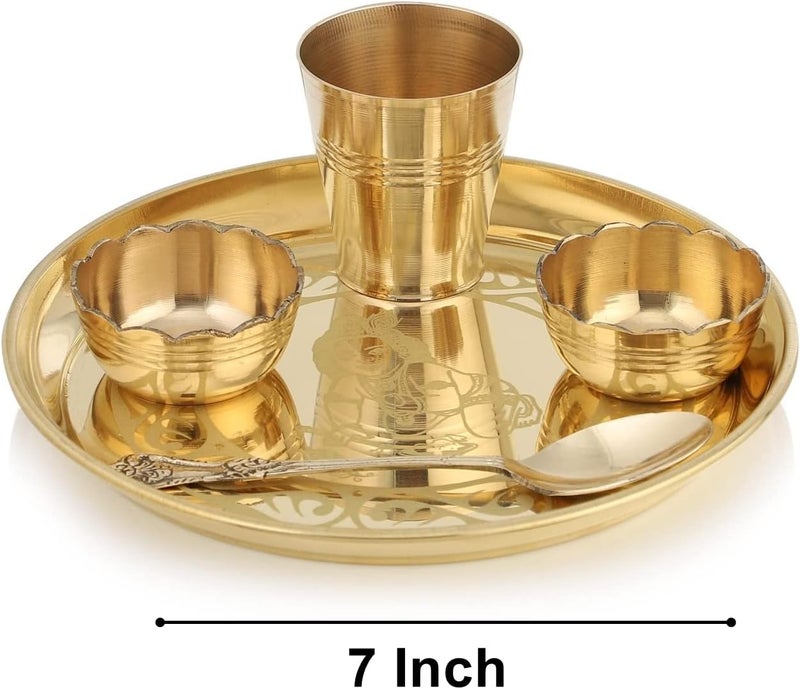 Nobility Brass Laddu Gopal Bhog Thali Small 7 Inch for Krishna Janmashtami Pooja Thali Set Festival Puja Decoration Kanha Bhog Thali for Home Office Mandir Return Gift Items - Image 2