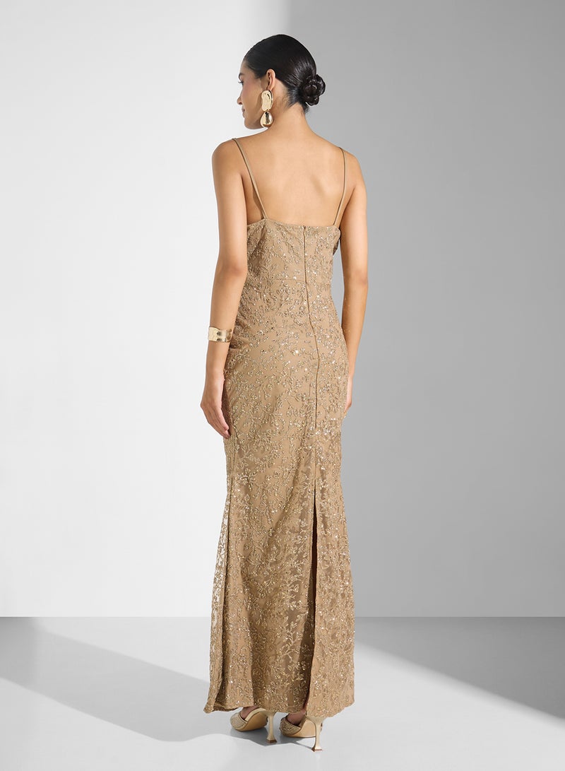 Namshi x Strappy Bodycon Shimmer  Dress - Image 2