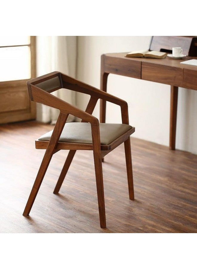 Md Decor Md Decor Solid Sheesham Arm Chair Modern Furniture Off Games Wooden High Chair Pu Leather Cushion for Kitchen | Living Room | Office | Cafe (Natural) - Image 1