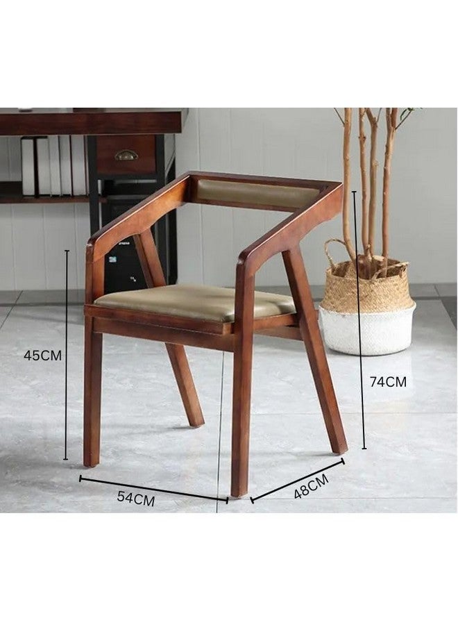 Md Decor Md Decor Solid Sheesham Arm Chair Modern Furniture Off Games Wooden High Chair Pu Leather Cushion for Kitchen | Living Room | Office | Cafe (Natural) - Image 2