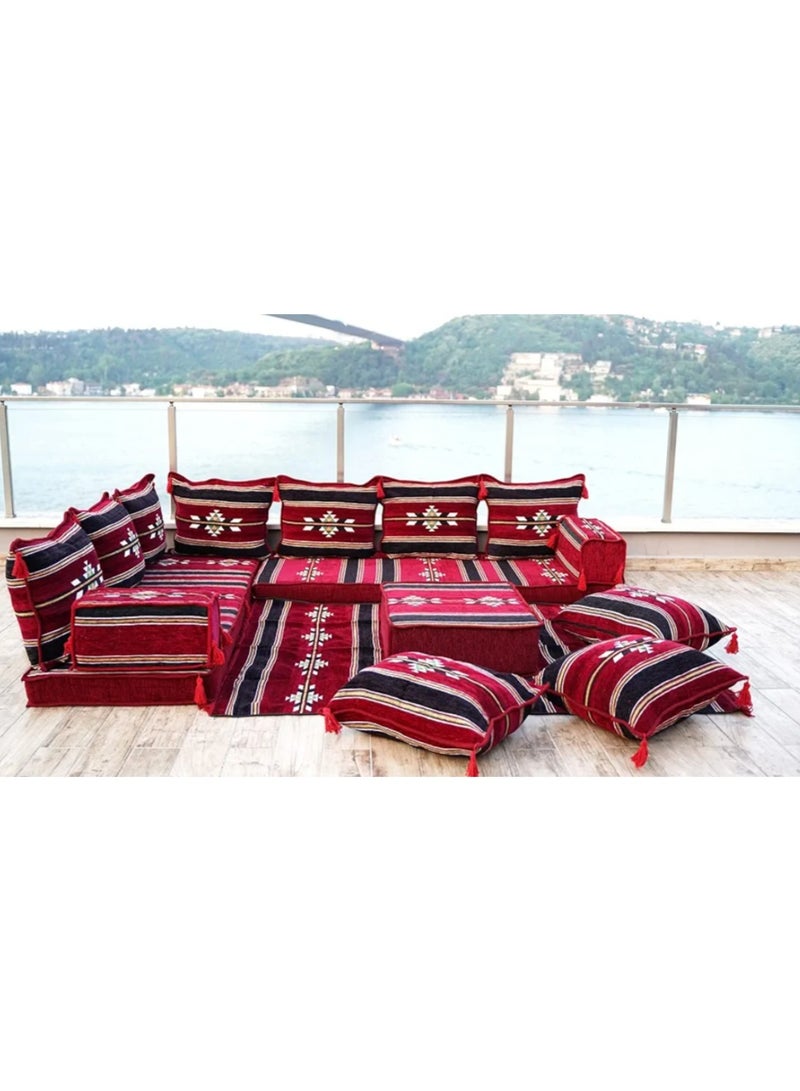 Xboat L Shaped Arabic Floor Sofa, Arabic Majlis Seating, Moroccan Sofa - Full Set - Image 3