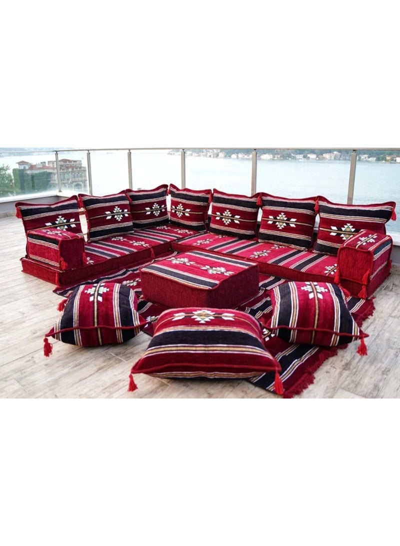 Xboat L Shaped Arabic Floor Sofa, Arabic Majlis Seating, Moroccan Sofa - Full Set - Image 4