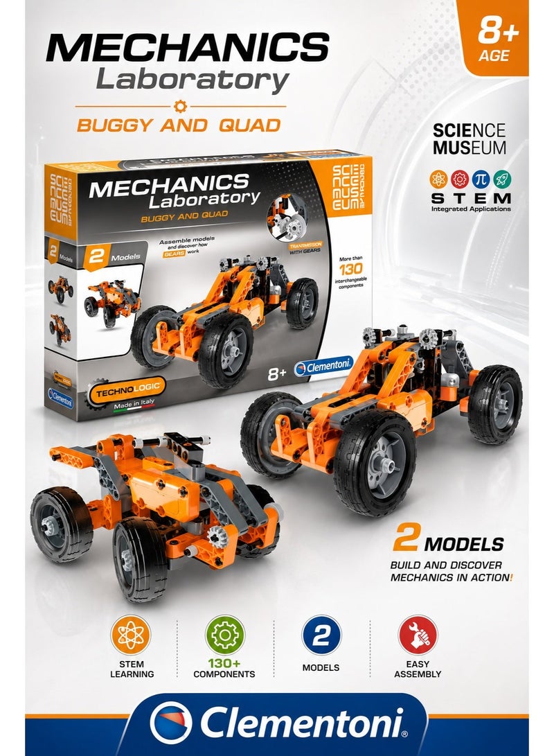Clementoni Mechanics Lab-Buggy And Quad It is an educational game that helps focus, creativityAnd to have fun and install things and easy to disassemble - Image 1