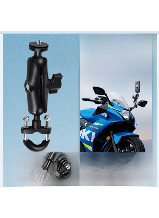 Motorcycle Mobile Phone Bracket Gopro12/10 Accessories Insta360X4 Panoramic Camera Shooting Bracket Navigation-Color:Bold Rearview Mirror Fixing Bracket (applicable To Suzuki 250/Chunfeng 250/ninja400, Etc.) - Image 1