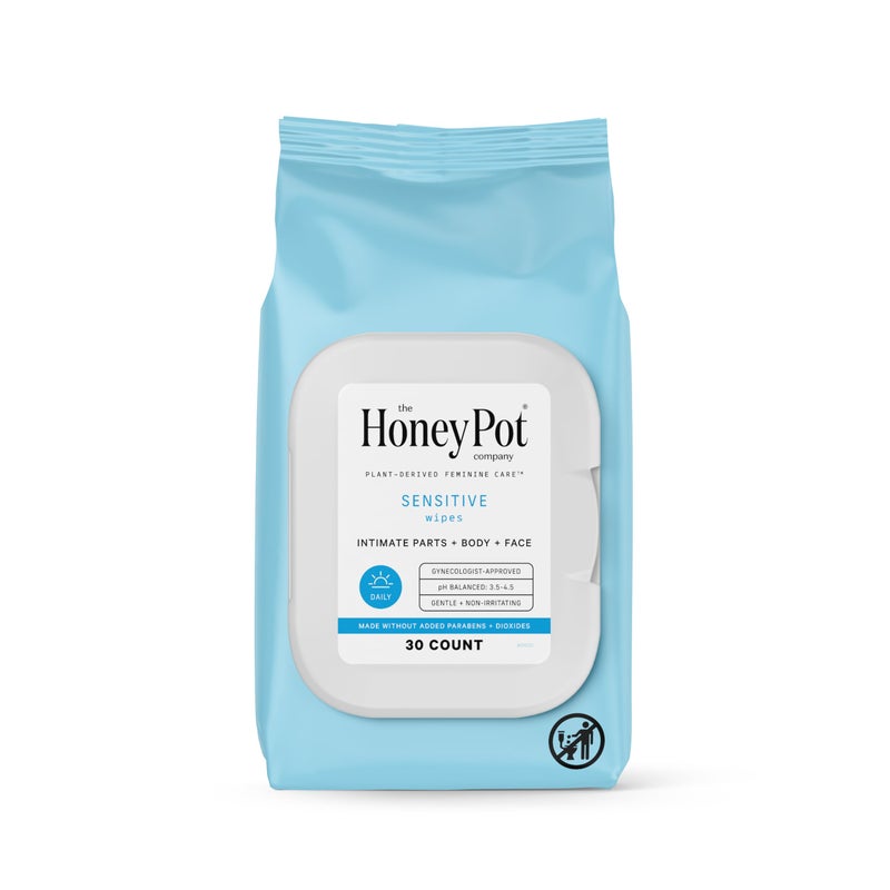 The Honey Pot Company - Feminine Wipes - Daily PH Balancing, Fragrance & Sulfate Free Wipes for Intimate Parts, Body, or Face - Hygiene Products - Sensitive 30 ct - Image 1