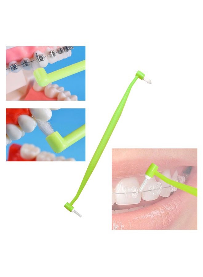 HRASY 4 Pieces Orthodontic Toothbrush Double-Ended Interspace Brush Tiny Small Soft Trim Head for Braces and Teeth Detail Cleaning(4 Colors B2) - Image 3