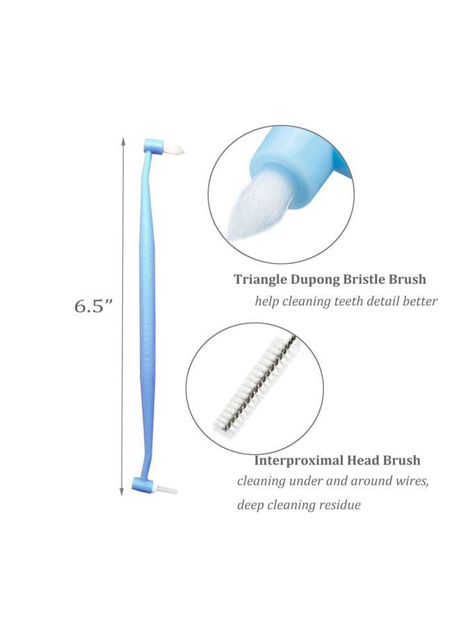 HRASY 4 Pieces Orthodontic Toothbrush Double-Ended Interspace Brush Tiny Small Soft Trim Head for Braces and Teeth Detail Cleaning(4 Colors B2) - Image 2