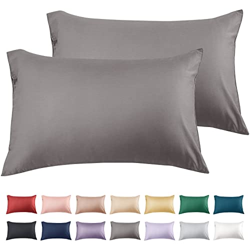 Warmstar Cotton Pillow Cases Standard Size Set of 2 600 Thread Count Pillowcases 20x26 Inches Soft Long Staple Cotton Pillowcases Breathable with Envelope ClosureDark Grey