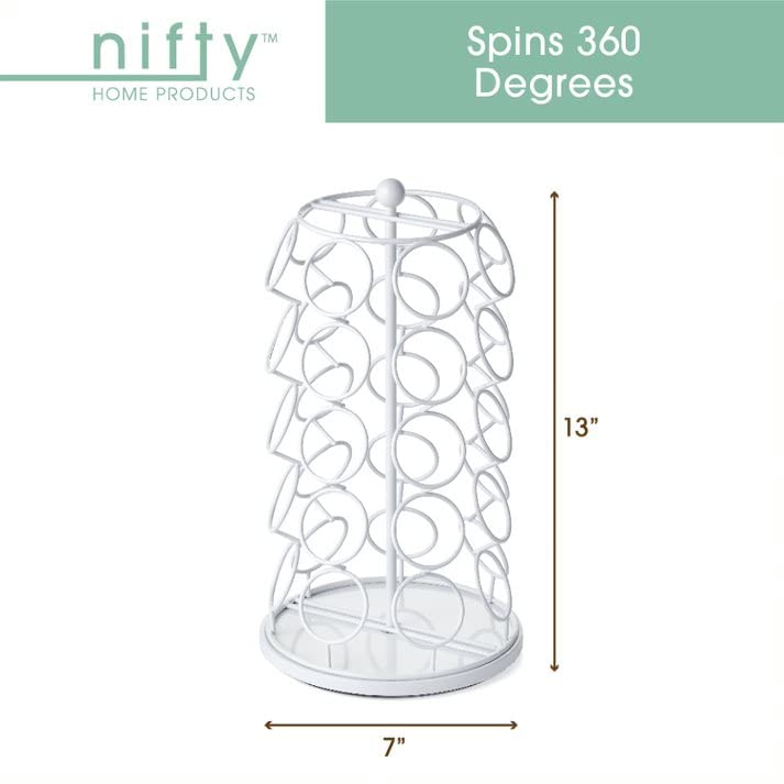 Nifty Solutions Keurig Coffee Pod Holder Carousel 360 Degree Spinning Organizer for K Cups 13 Inch Tall Compact Counter Storage Solution (35 K Cup Holder | White Black) - Image 2